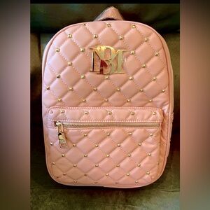Badgley Mischka Blush Leather Studded Backpack, NWT